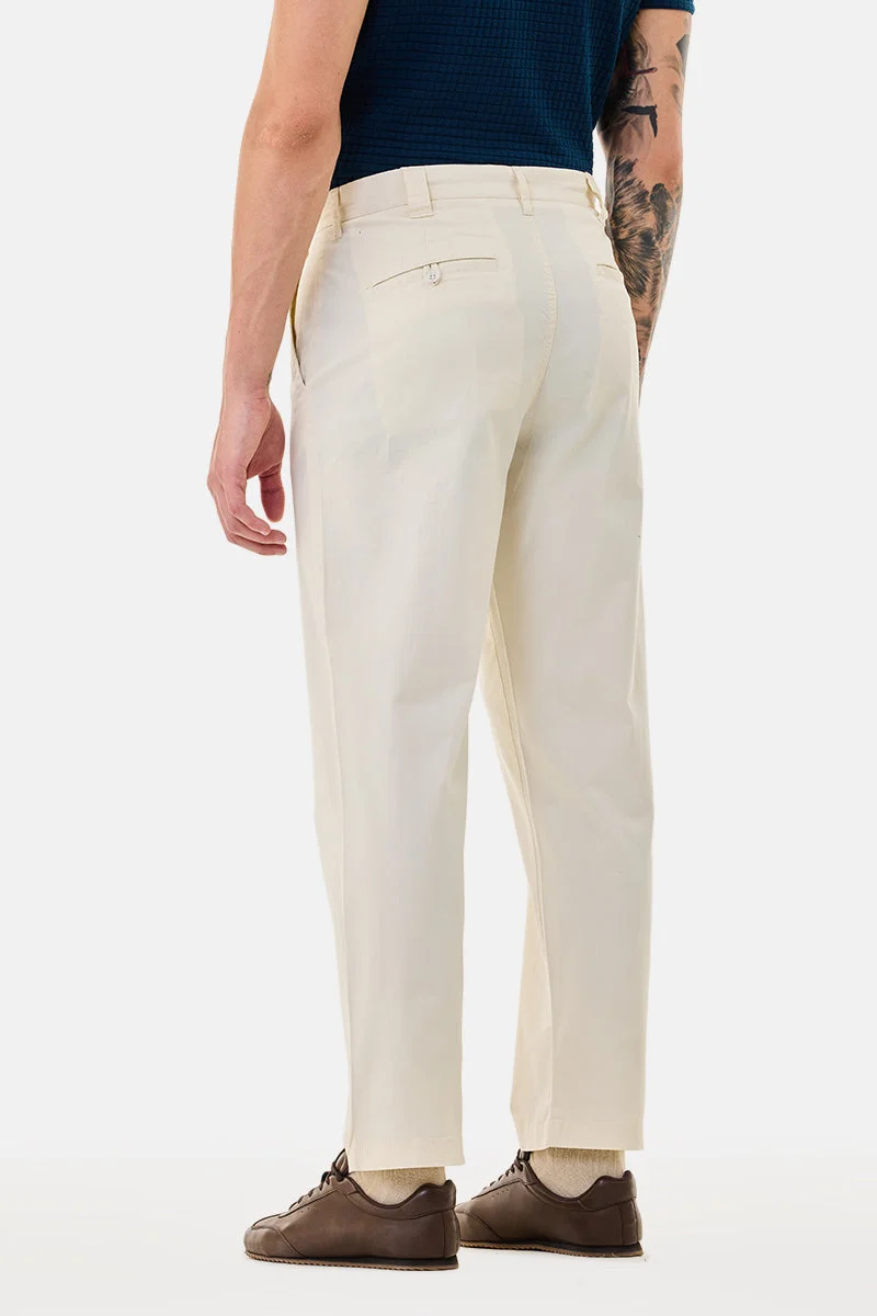 Snitch Cream Straight Fit Stretch Trousers for Men | Best Price UAE